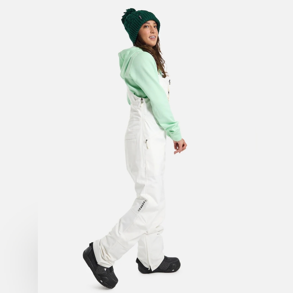 NWT Women's Burton Reserve Stretch 2L Bib Pants White Ski Snowboard Overalls